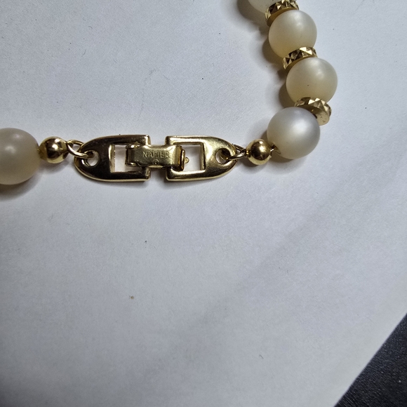 Elegant Napier Cream and Gold Beaded Necklace